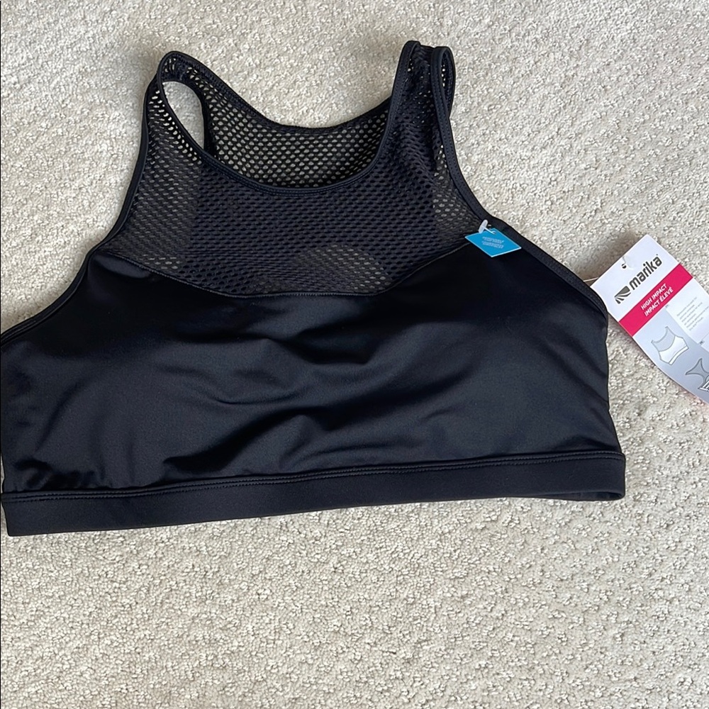 Marika Black Racerback Sports Bra with Mesh
